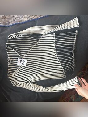 Julie Guerlande modern Striped Knit Women's Sweater top - Black & Cream